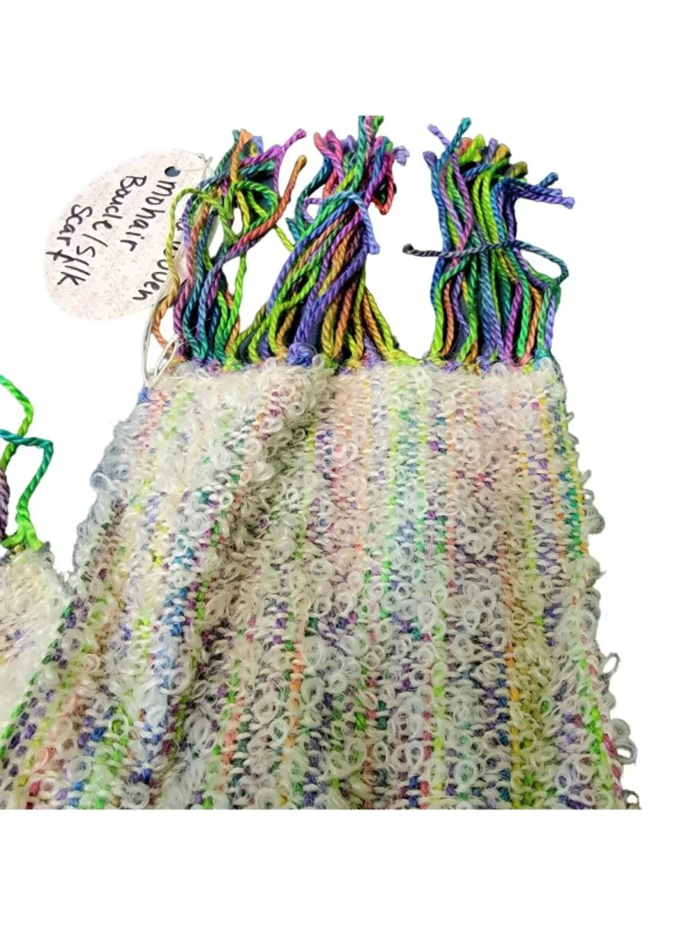 Mohair Boucle Silk Scarf Women Winter Accessories Handmade Colorful Crochet Knit